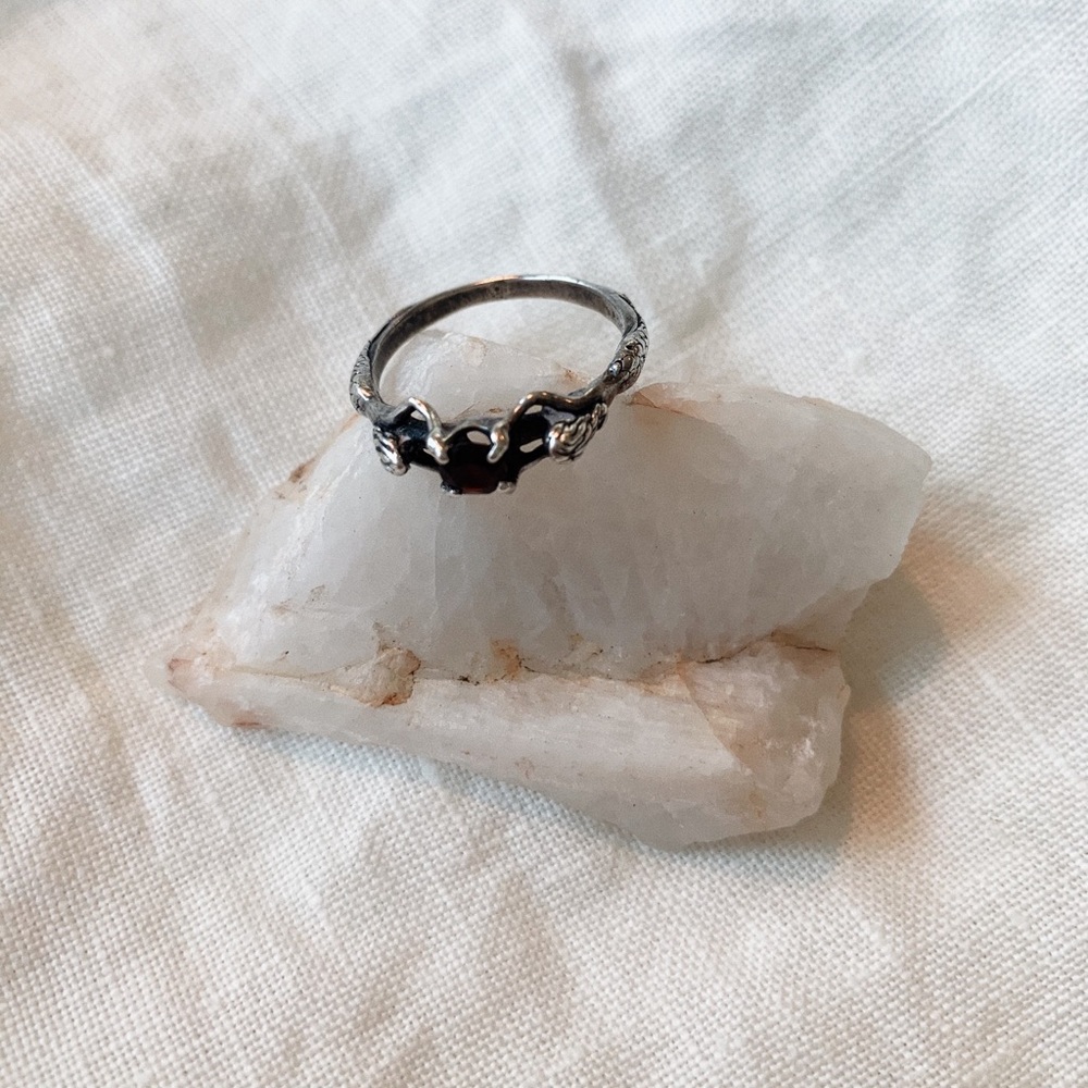 Sterling Silver & Garnet Mermaid Ring